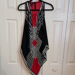 Alfani Black and Red Geometric Sleeveless Top